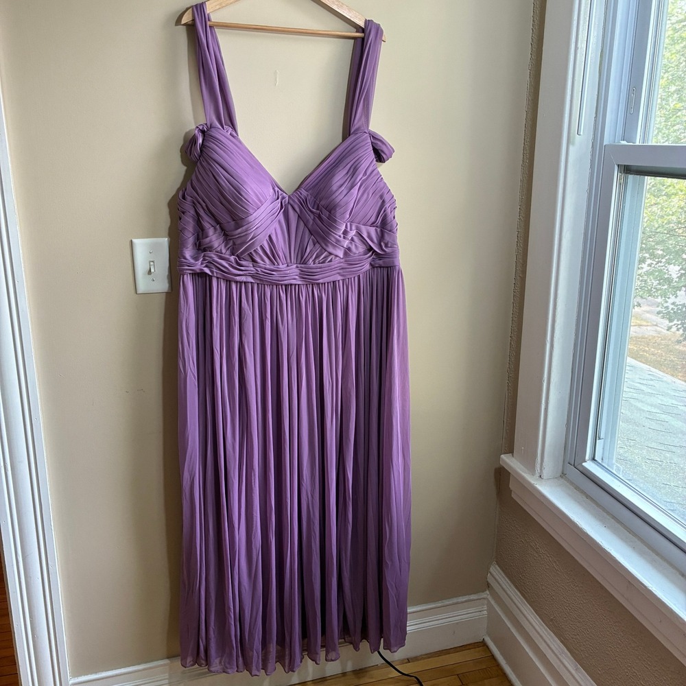 Azazie A24 Bridesmaid Dress Wisteria Purple Women Plus Chiffon Pleated Gown